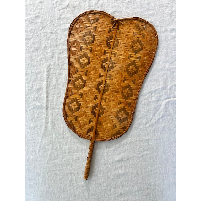 Chinese Handwoven Bamboo Fan and Market Tote For Sale - Image 3 of 10