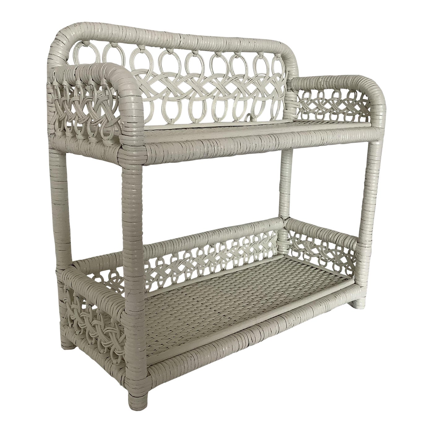 MidCentury Vintage White Wicker Wall Shelf. Chairish