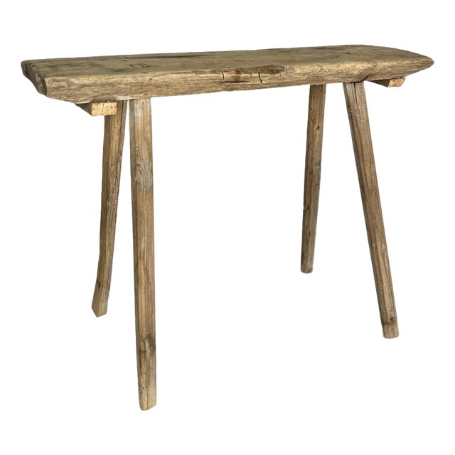 19th Century French Primitive Wood Bench For Sale