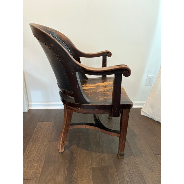 Rustic Early 20th Century Marble and Shattuck Bankers Chair For Sale - Image 3 of 8