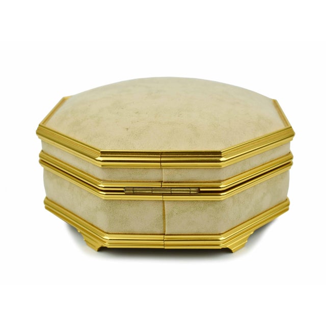 Victorian Mid 20th Century Octagonal Geometric Shape Jewelry Trinket Box With Mirror Inside For Sale - Image 3 of 9