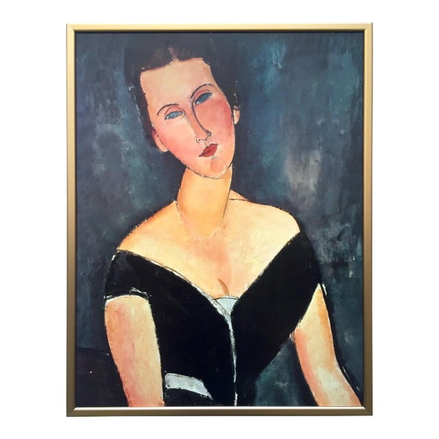 Modigliani Vintage 1980's Lithograph Print Framed Poster " Madame Georges Van Muyden " 1917 For Sale
