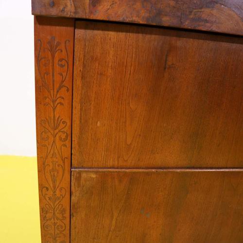 2000 - 2009 Antique Walnut Chest of 3 Drawers with Inlaid Filigree For Sale - Image 5 of 14