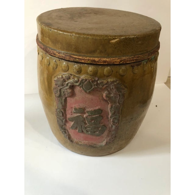 Mid 20th Century Chinese Ceramic Lidded Rice Barrel For Sale - Image 4 of 9