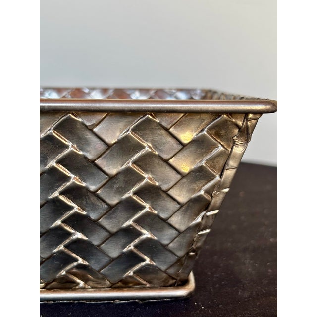 1970s Silver Latticework Basket For Sale - Image 4 of 7
