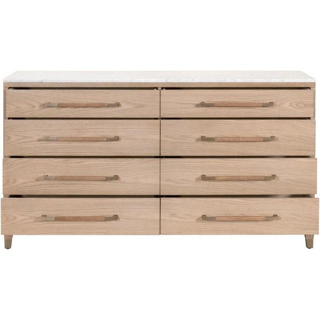 Transitional Cambria Marble Top 8-Drawer Double Dresser For Sale - Image 3 of 10
