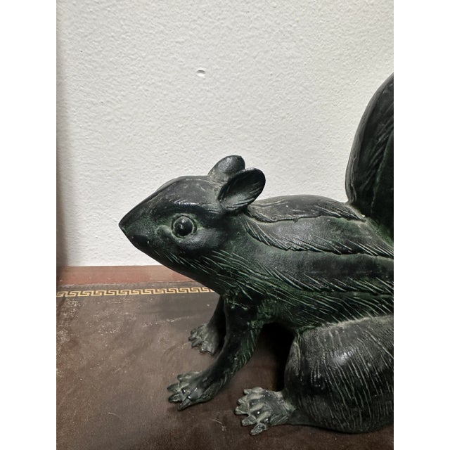 Green Vintage Bronze Squirrel Sculpture For Sale - Image 8 of 12