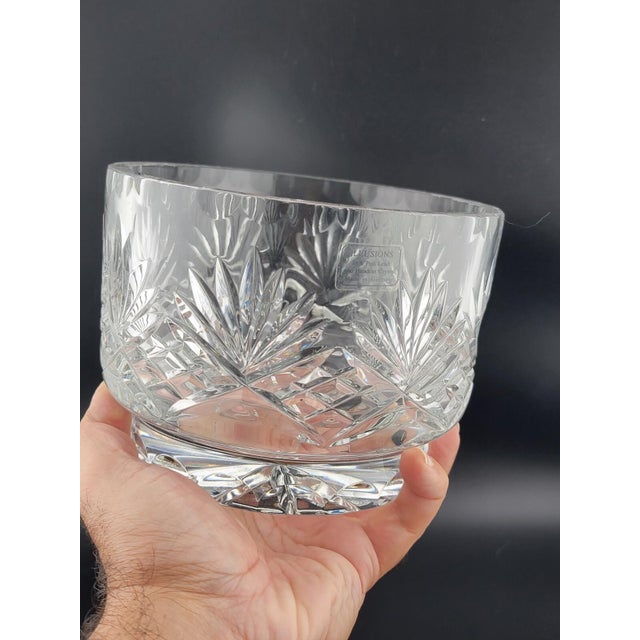 Vintage Illusions 24% Full Lead Crystal Clear Footed Bowl Hand Cut Germany For Sale - Image 11 of 12