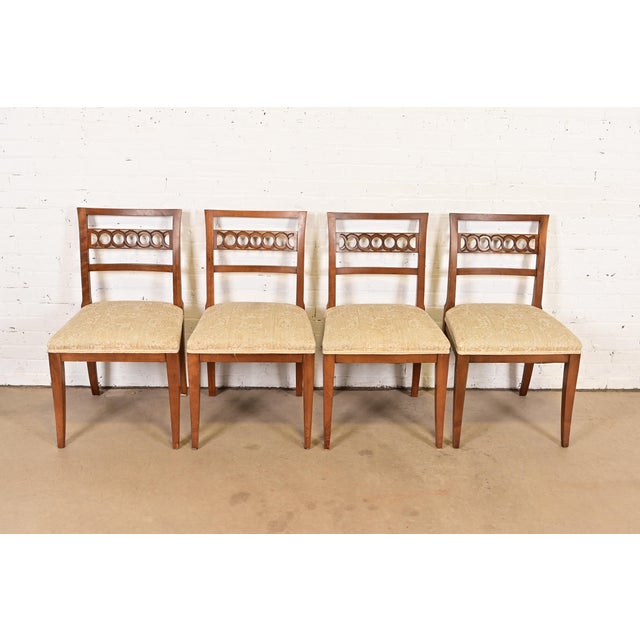 French Kindel Furniture Regency Carved Cherry Wood Side Chairs or Dining Chairs, Set of Four For Sale - Image 3 of 11