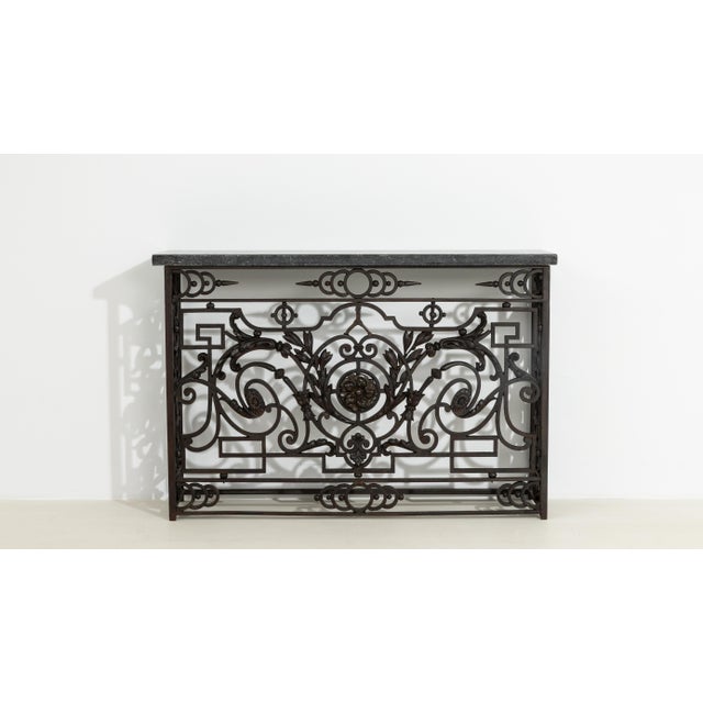 Mid 19th Century Neoclassical Wrought Iron Console With Belgian Bluestone For Sale - Image 5 of 10