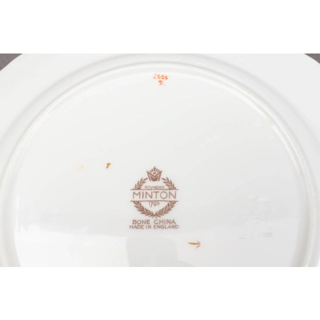 Late 20th Century Late 20th Century Minton England S600 Gold Laurel Leaves Light Blue Salad Dessert Plates- Set of 6 For Sale - Image 5 of 5