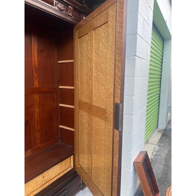 Rosewood Antique French Louis XV Rococo Mirrored Armoire For Sale - Image 4 of 5