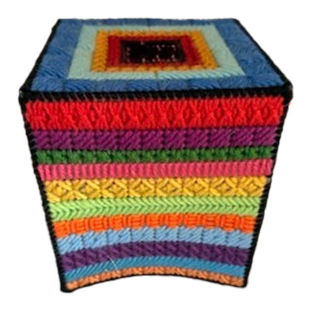 Multi-Colored Handmade Tissue Box Cover For Sale