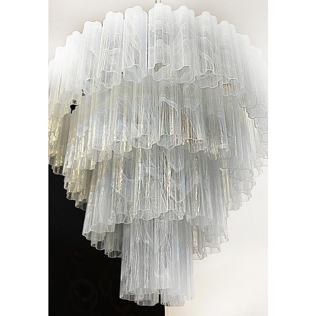 Large Vintage Murano Glass Tiered Chandelier with 78 Alabaster White Glasses, 1990s For Sale - Image 12 of 17