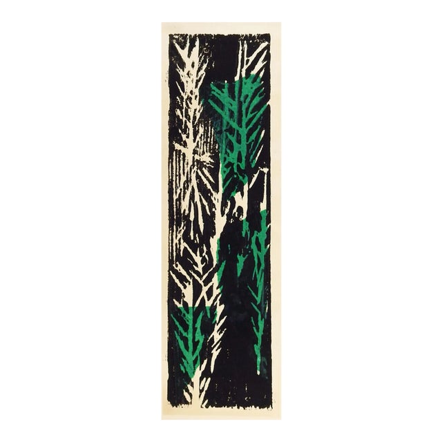 Mid 20th Century Abstract Botanical Block Print For Sale