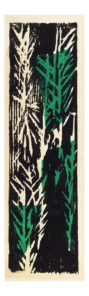Mid 20th Century Abstract Botanical Block Print