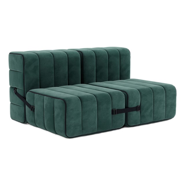 Curt Modular Set - Flexible 2-Seater - Barcelona - Serpentine - V3347/39 (Green) by Ambivalenz, Set of 4 For Sale