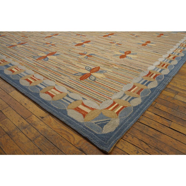 Early 21st Century 2010s Multicolor Floral Contemporary Handmade Hooked Rug 9' X 12' -Cotton Carpet For Sale - Image 5 of 5
