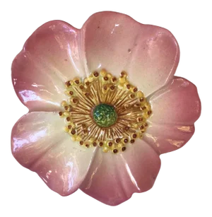 Small Majolica Pink Wild Rose Wall Pocket, Delphin Massier, Circa 1880