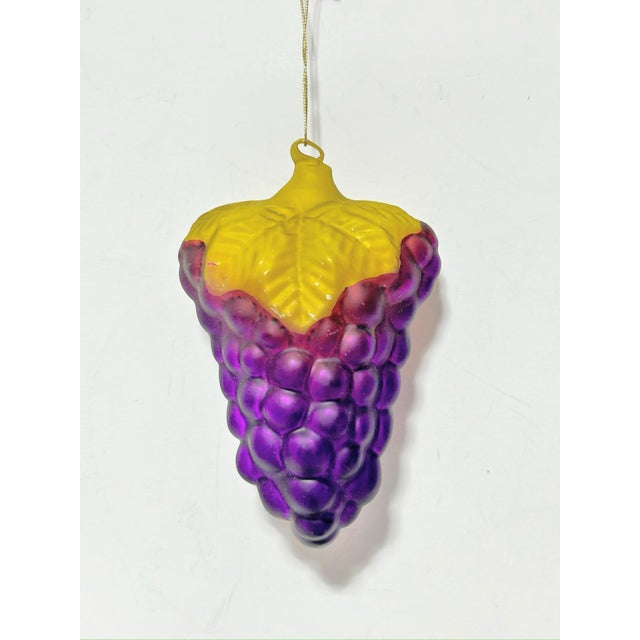 1980s Vintage Hand Blown Glass Grapes Christmas Ornaments - A Set of 2 For Sale - Image 5 of 6