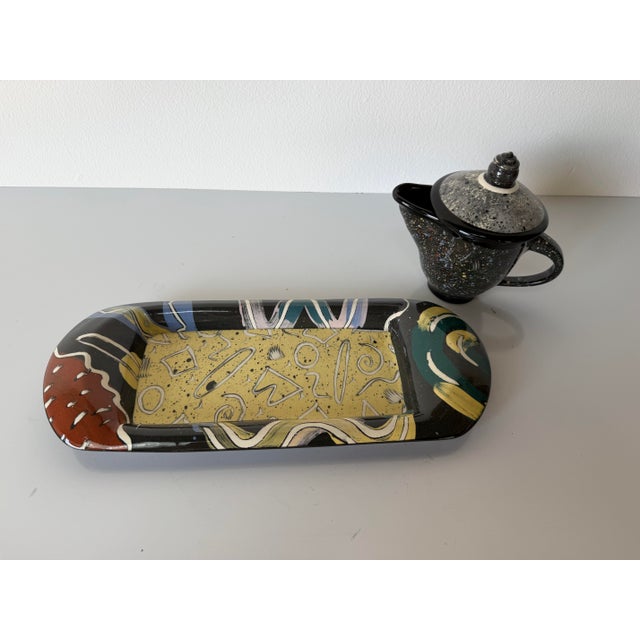 1990’s Claudia Reese Postmodern Ceramic Dinnerware Set – 53 Pieces Signed For Sale - Image 11 of 12