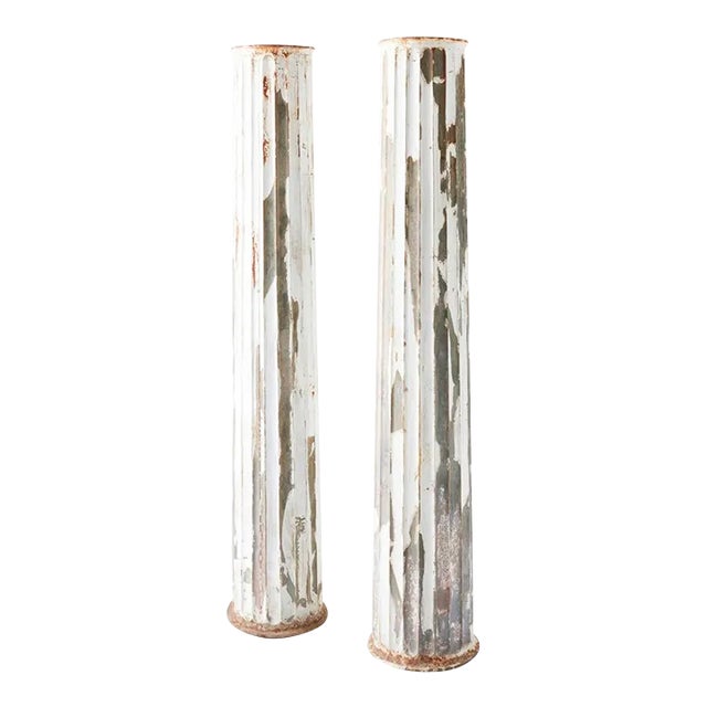 Pair of Late 19th Century Zinc Fluted Columns For Sale