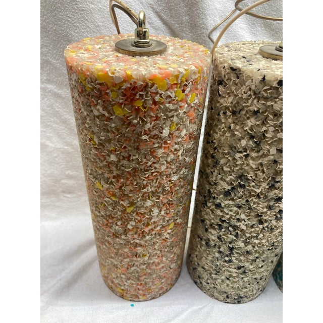 Plastic 1960s Melted Plastic Popcorn Space Age Pendant Lights - Set of 3 For Sale - Image 7 of 12