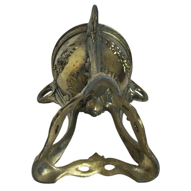Antique 1920’s Urn Style Incense Burner Base Bronze and Brass Art Nouveau Depose France Victorian For Sale - Image 12 of 12