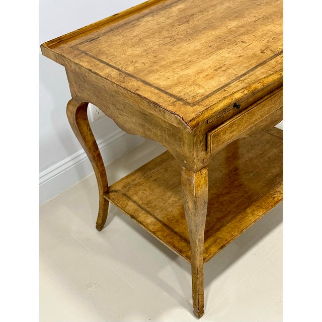 Minton-Spidell Regency Style Faux Burl Console Table With Pull-Out Shelf, Drawer & Lower Tier For Sale - Image 11 of 12