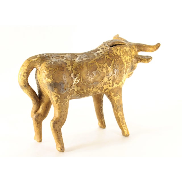 Early 20th C. Earthenware Pottery Bull Figurine Coin Bank, Mexico For Sale - Image 9 of 18