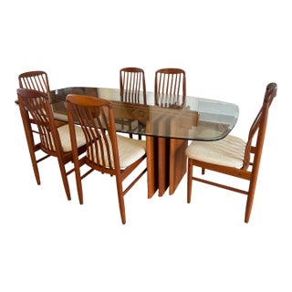 1960s Mid-Century Modern 'Benny Linden' Dining Room Table With Six Chairs For Sale