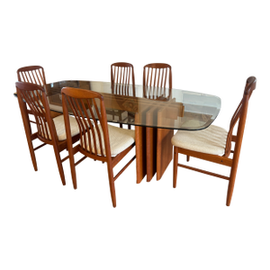 1960s Mid-Century Modern 'Benny Linden' Dining Room Table With Six Chairs