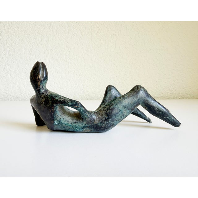 Bronze Reclining Figure in the Style of Henry Moore, Late 20th Century For Sale - Image 9 of 10