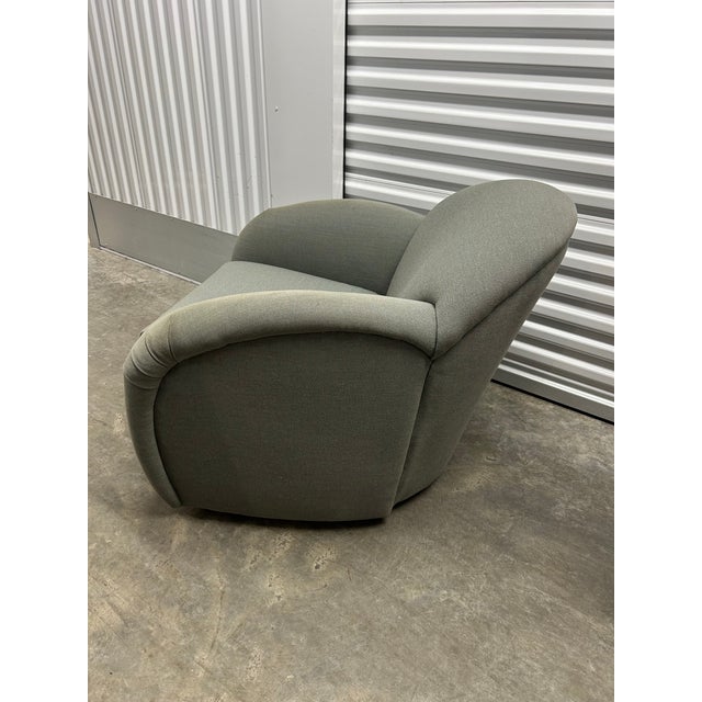 Gray Vintage Upholstered Swivel Chair by Interior Craft For Sale - Image 8 of 9