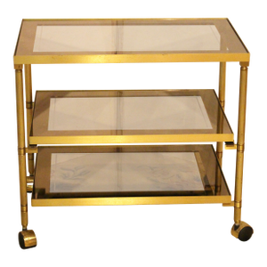 Circa 1970 Mid Century Modern Brass & Glass Trolley