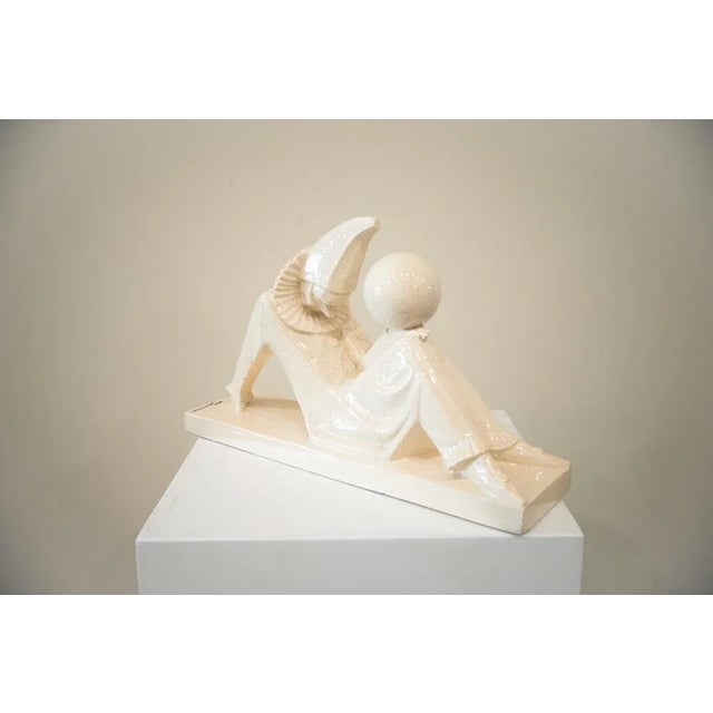 Ivory Art Deco White Ceramic Harlequin by Marcel Bouraine, 1925 For Sale - Image 8 of 8