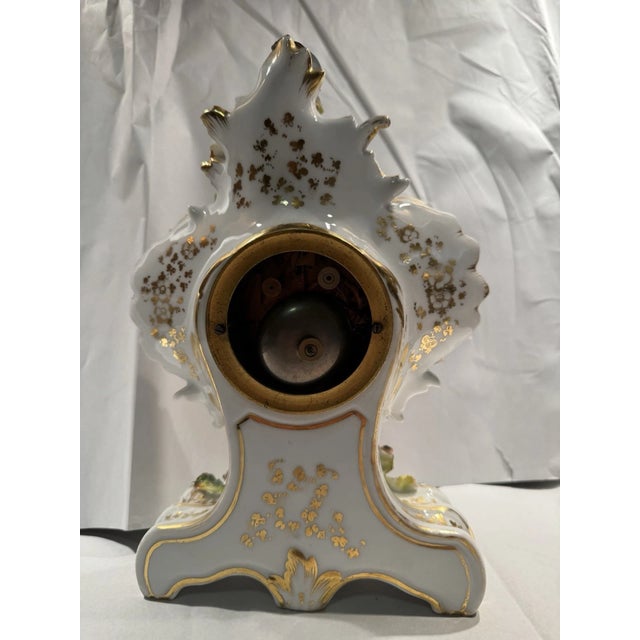 19th Century French Meissen Style Floral Porcelain Clock For Sale - Image 10 of 12