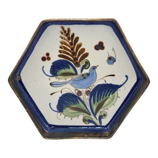Handcrafted Ken Edwards Studio Ceramic Wall Plate Tonala Mexico Folk Art Pottery For Sale