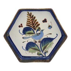 Handcrafted Ken Edwards Studio Ceramic Wall Plate Tonala Mexico Folk Art Pottery