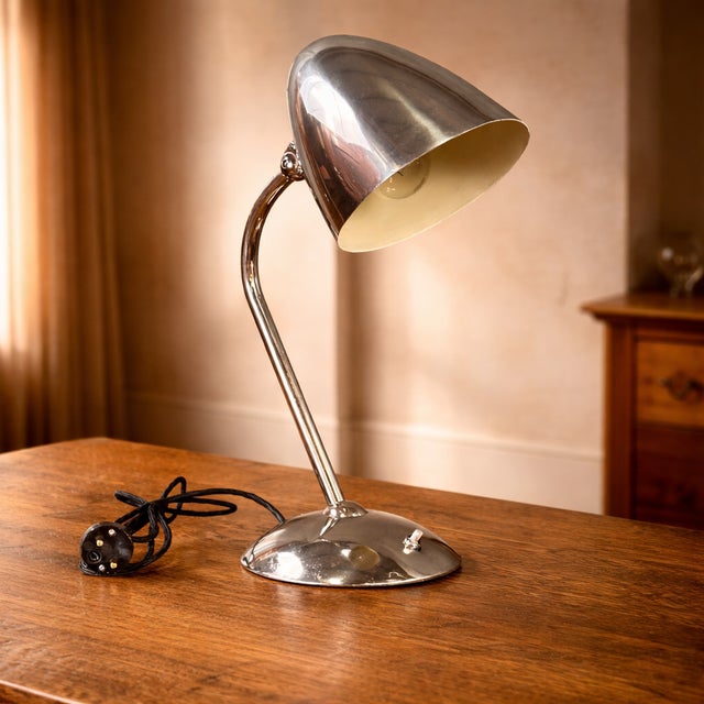 Silver Art Deco Table Lamp in Nickel-Plated Metal from Franta Anýž, 1930s For Sale - Image 8 of 8
