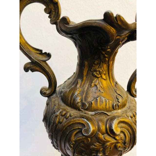 Antique French Cast Bronze and Marble Base Amphora, 1920s For Sale - Image 4 of 13