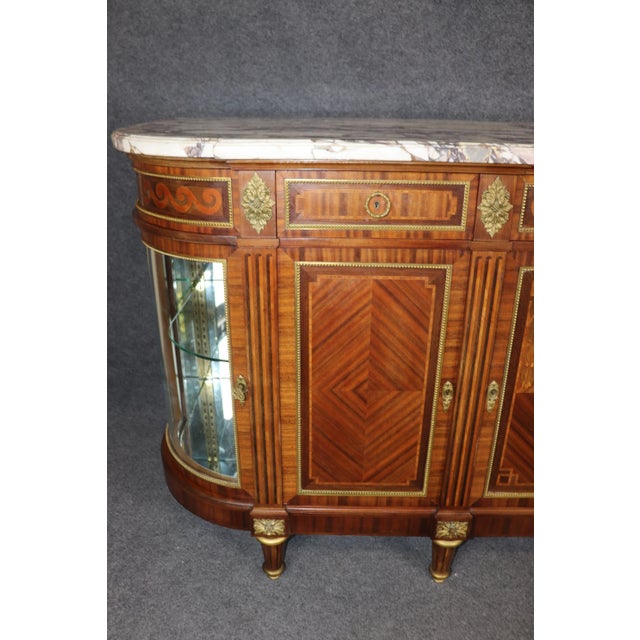Maison Kriéger Monumental Satinwood Inlaid Kingwood Marble Top Sideboard Signed Maison Krieger For Sale - Image 4 of 12