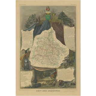 Antique Map of the Department of Ardennes For Sale