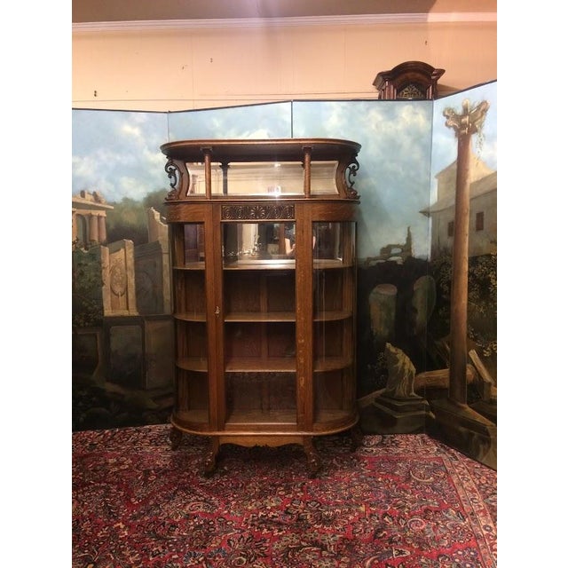 Late 20th Century Antique Oak Bowfront China Cabinet, Bowfront Cabinet For Sale - Image 5 of 17