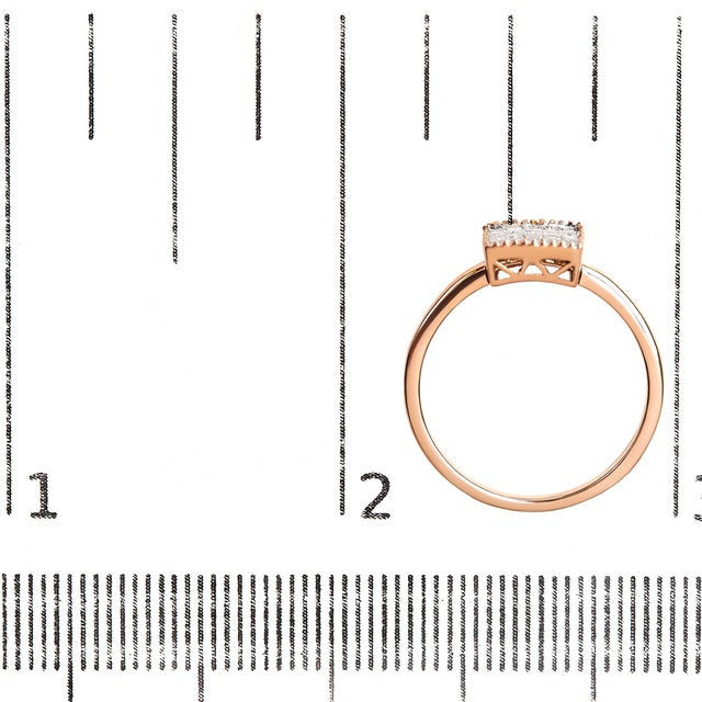 Metal 10K Rose Gold 1/3 Cttw Invisible Set Princess Cut Diamond Composite Square Shape Ring (H-I color, I1-I2 clarity) - Size 5 For Sale - Image 7 of 7