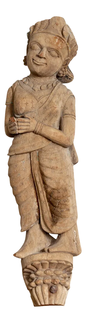 Antique Indian Gujarat Hand Carved Temple Carving Statue Depicting a Woman