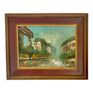 Vintage Painting - European Streetscape - Mid 20th C