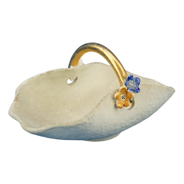 Art Deco Basket Vase in Majolicated Ceramic by Dante Baldelli, 1920s For Sale