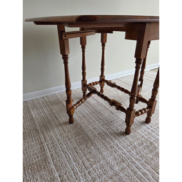 Jacobean Revival Style Elm Finish Gate Leg Table, Early to Mid-20th Century For Sale - Image 9 of 9
