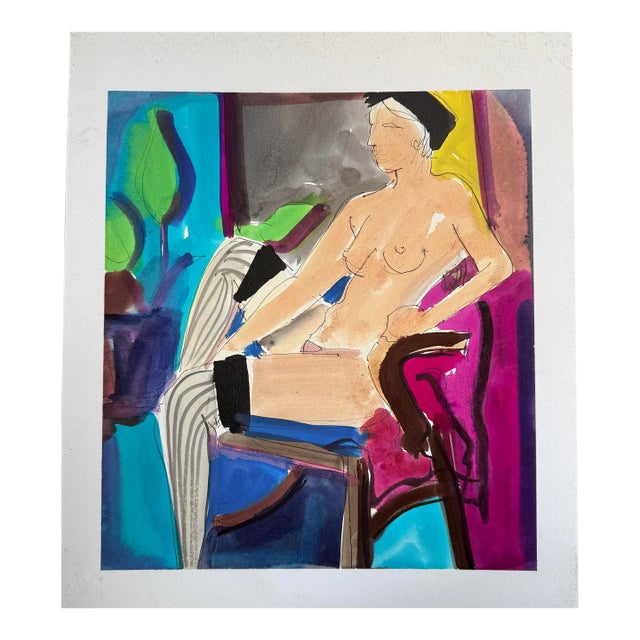 Figure Study Model in Studio 13”x15” Ink on Illustration Board James Hartman For Sale
